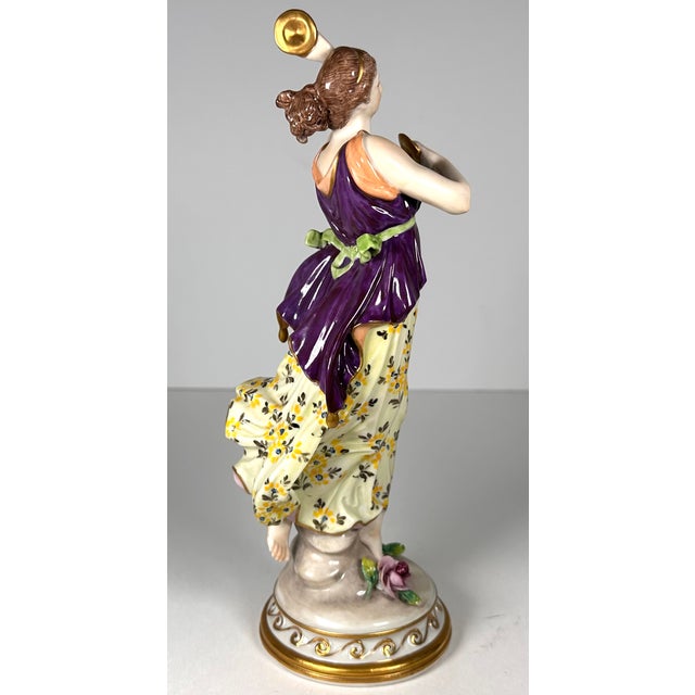 Art Deco Dresden Volkstedt Porcelain Figurine Woman Dancer Musician For Sale - Image 3 of 18