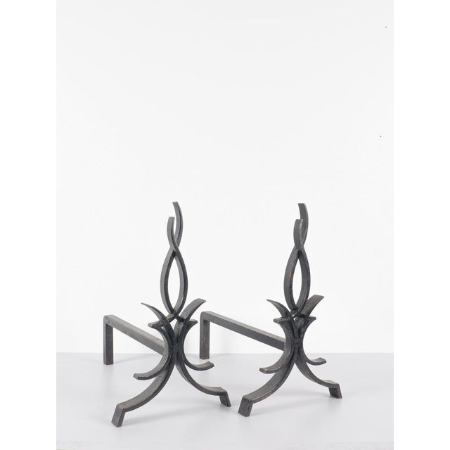 Vintage Andirons by Raymond Subes, 1940s, Set of 2 For Sale - Image 6 of 8
