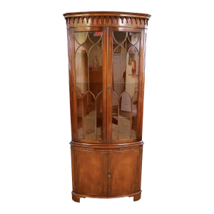 1990s English Bevan Funnell Reprodux Mahogany Chippendale Corner Cabinet