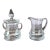 Vintage Krosno Poland Etched Crystal Larger Sized Lidded Sugar Bowl & Creamer, C1970s For Sale