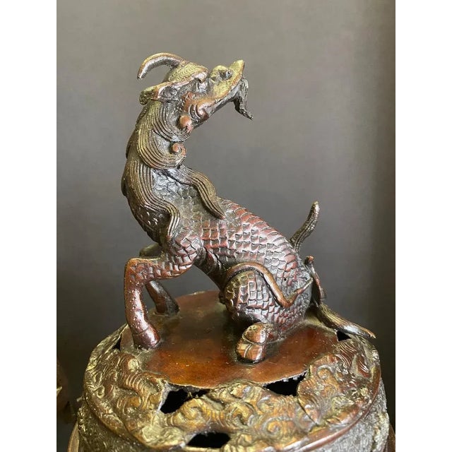 Metal Bronze Urn Incense Burner For Sale - Image 7 of 13