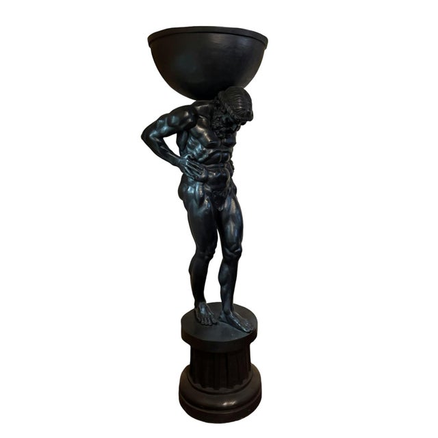 Monumental Atlas Bronze Bowl Sculpture – 95” Tall For Sale - Image 4 of 5
