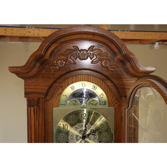 Vintage Seth Thomas 4499a Grandfather Clock With Moon-Phase Dial and Triple Chimes, Circa 1980 For Sale - Image 10 of 15