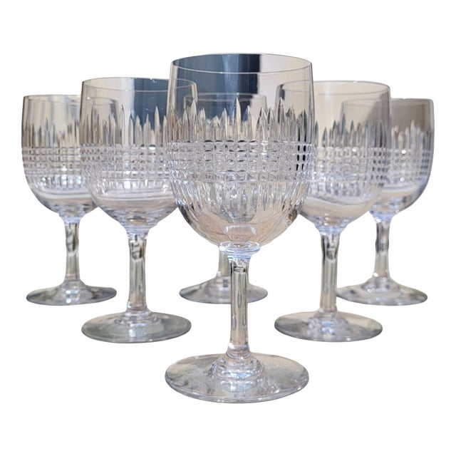 Crystal Water Glasses with Nancy Pattern from Baccarat, 1890s, Set of 6 For Sale