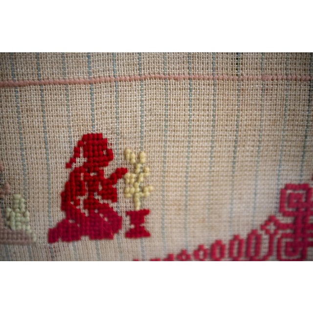 Textile Early 20th Century Framed Sampler With Asian Theme and Motifs For Sale - Image 7 of 12