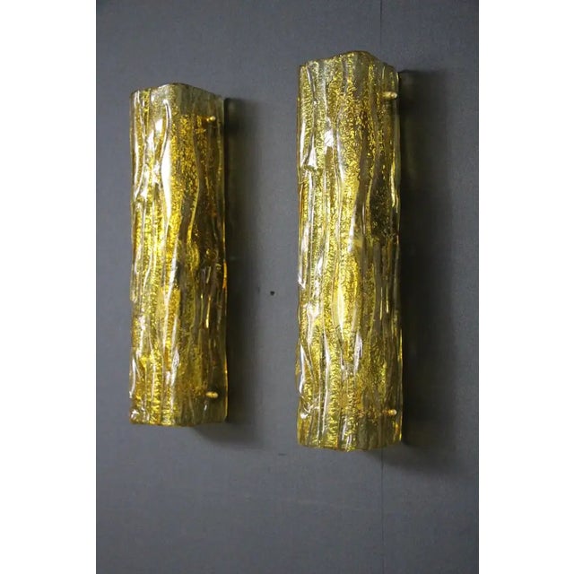 Golden Square Murano Glass Sconces in the style of Mazzega, 1980s, Set of 2 For Sale - Image 12 of 16
