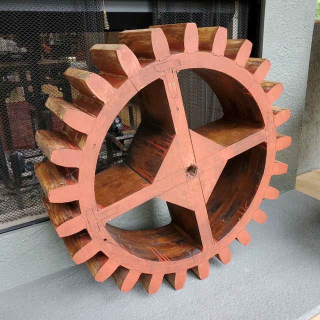 Antique Industrial Wooden Foundry Toothed Cogwheel Gear Mold as Modern Sculpture For Sale In New York - Image 6 of 8