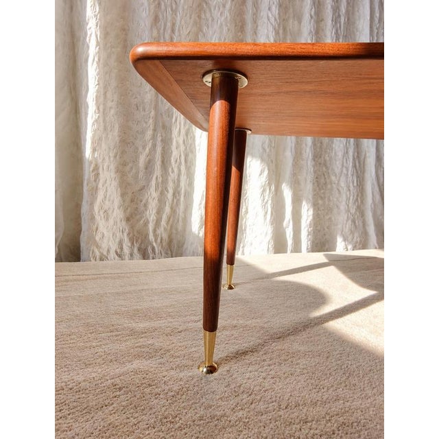 Wood Mid-Century Modern Teak Coffee Table with Brass Feet, Sweden, 1960s For Sale - Image 7 of 12