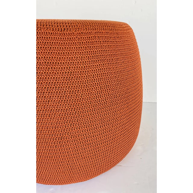 Original retail $760, stylish Modern Woven Orange Indoor/Outdoor Mia Pouf, showroom floor sample