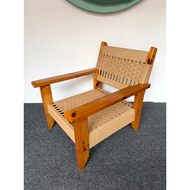 Mid-Century Modern Pair of Wood and Rope Armchairs, Italy, 1970s For Sale - Image 9 of 13