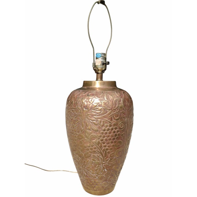 Early 20th Century Brass Repousse Table Lamp For Sale In Charlotte - Image 6 of 10