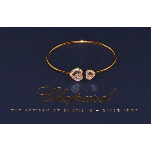 Modern Late 20th Century Authentic Chopard Happy Diamonds Icons 0.54ct Diamond Heart Open Bangle Bracelet 18k Rose Gold For Sale - Image 3 of 14