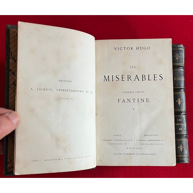 Mid 19th Century Fine Bindings - Set of Books in French Language - Victor Hugo "Les Miserables 1863 - 10 Volumes For Sale - Image 5 of 11