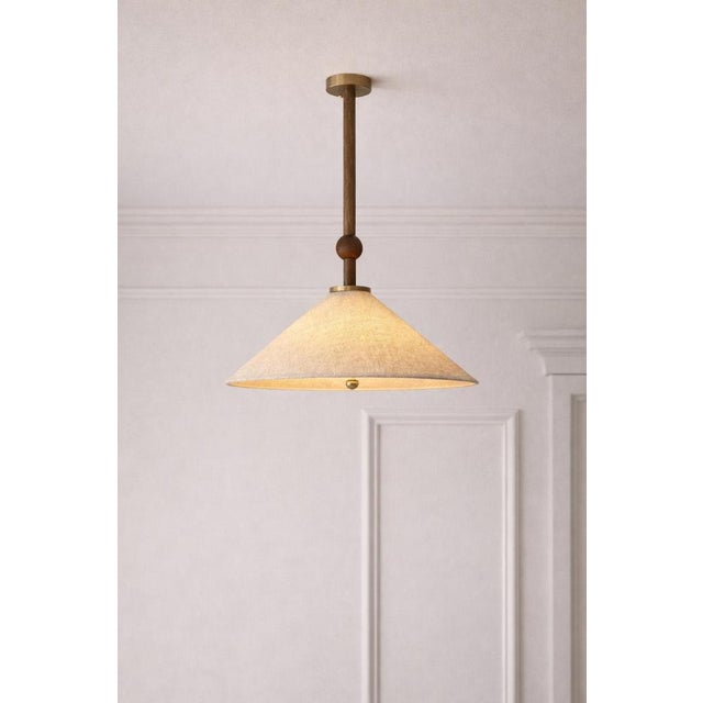 Not Yet Made - Made To Order Nikho II Ceiling Lamp in Wood with Brass and Fabric by Marine Breynaert For Sale - Image 5 of 6