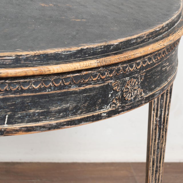 19th Century Swedish Black Pine Demi Lune Side Table Console For Sale - Image 11 of 13