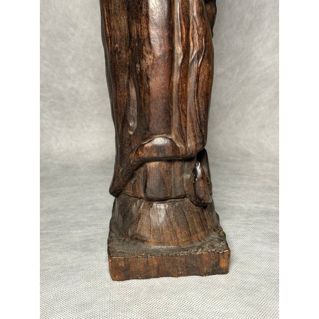 Wooden Madonna and Child Sculpture, 1950s For Sale - Image 10 of 13