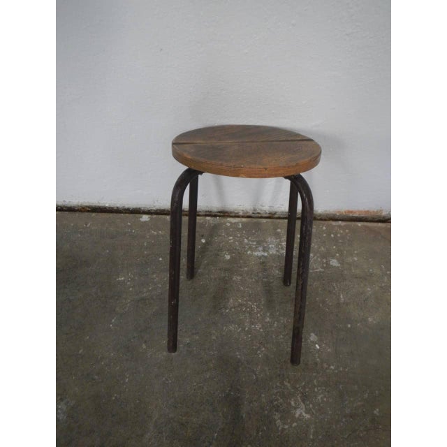Wood Beech and Iron Foot Stool, 1960s For Sale - Image 7 of 9