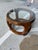 Wood Vintage Thomasville Sculptural Round Walnut Coffee Table With Glass Top For Sale - Image 7 of 7