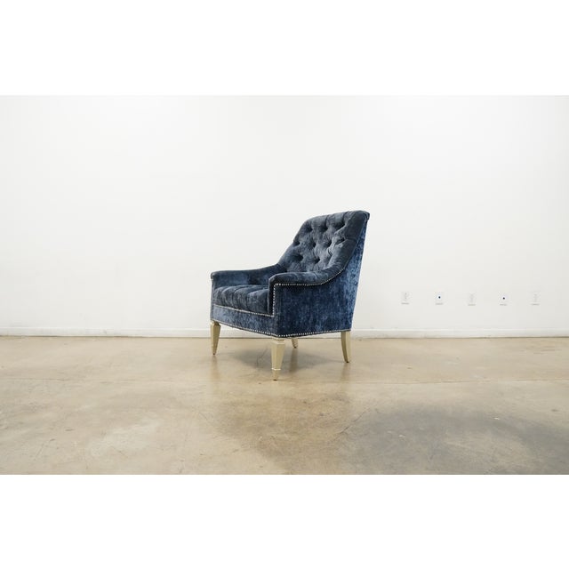 Traditional Tufted Velvet Accent Chair For Sale - Image 4 of 12