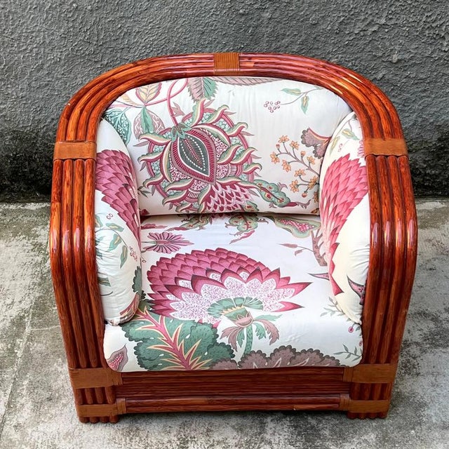 Bamboo and Rattan Armchair by Maugrion for Roche Bobois - Unique Piece of Vintage Design Refined bamboo and rattan...