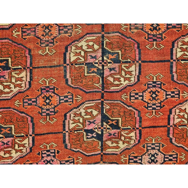 Vintage Turkmen Tekke Area Rug, Wool Pile, Geometric Medallion For Sale - Image 4 of 17