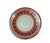 A richly ornamented Turkish decorative plate in saturated red, pale turquoise, and luminous gold, with the kind of layered...