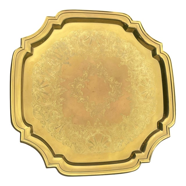 Towle Etched Brass Tray For Sale