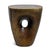Organic modern antiqued brass finish aluminum stool or side table with hole cutout in middle of base. Artistic design and...