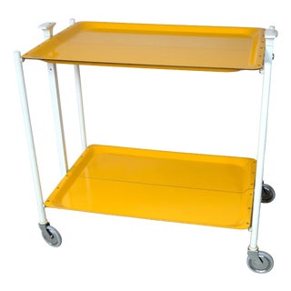 Vintage Space Age Serving Trolley Table in Yellow, 1970s For Sale