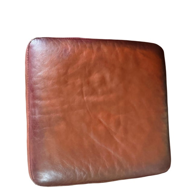 Brown Natuzzi Maturità Italian Cognac Leather Armchair & Ottoman – Made in Italy For Sale - Image 8 of 12