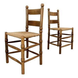 Vintage French Decorative Wood Chairs, 1940, Set of 2 For Sale