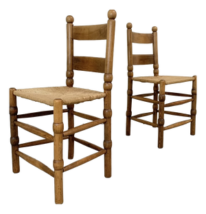 Vintage French Decorative Wood Chairs, 1940, Set of 2