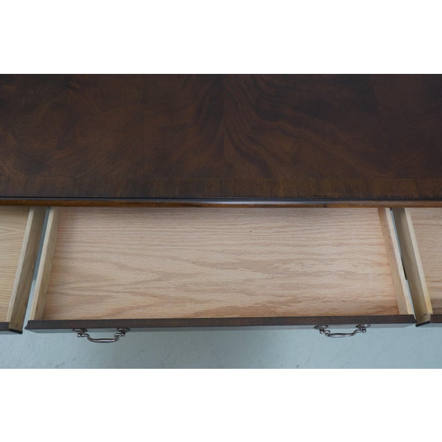 Unusual Mahogany Drop Side Partners Desk Table For Sale - Image 4 of 12
