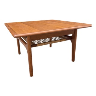 Danish Mid Century Teakwood & Cane Side Table by Trioh For Sale