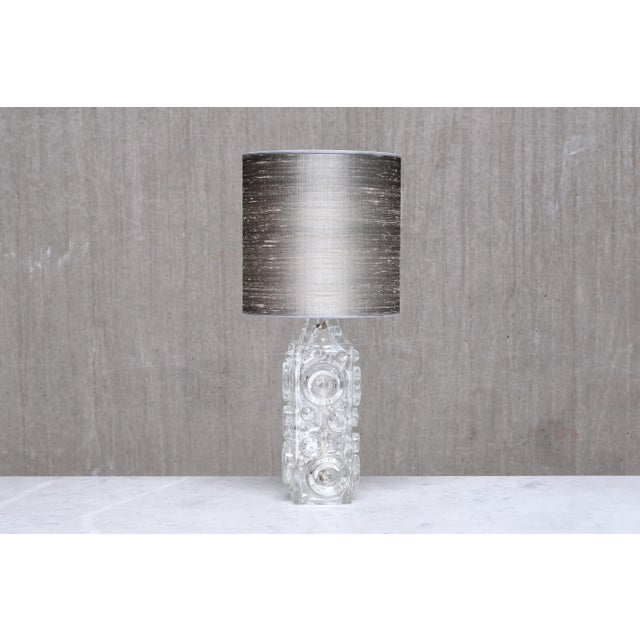 Bubble Glass Table Lamp with Silk Shade by Josef Schott for Smålandshyttan, Sweden, 1960s For Sale - Image 13 of 13