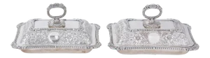 Antique English Silverplate Covered Entree Dishes - a Pair