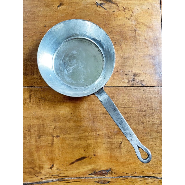 Metal Antique French Copper Splayed Saute Pan For Sale - Image 7 of 9