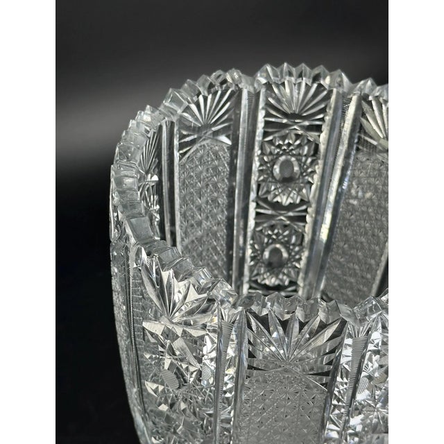 1920s French or Bohemian Cut Crystal Vase with Silver-Plated Mount, 1920s For Sale - Image 5 of 8