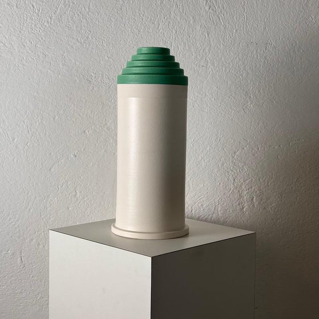 A stunning design by the legendary Ettore Sottsass for Bitossi Montelupo, this "Scalino Gradino" vase is a true piece of...