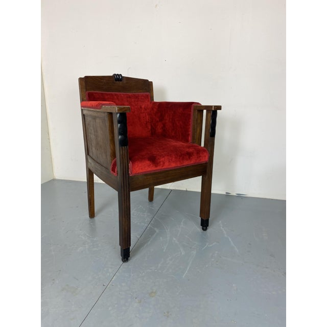Art Deco Amsterdamse School Oak Desk or Side Chair, 1920s For Sale - Image 4 of 11