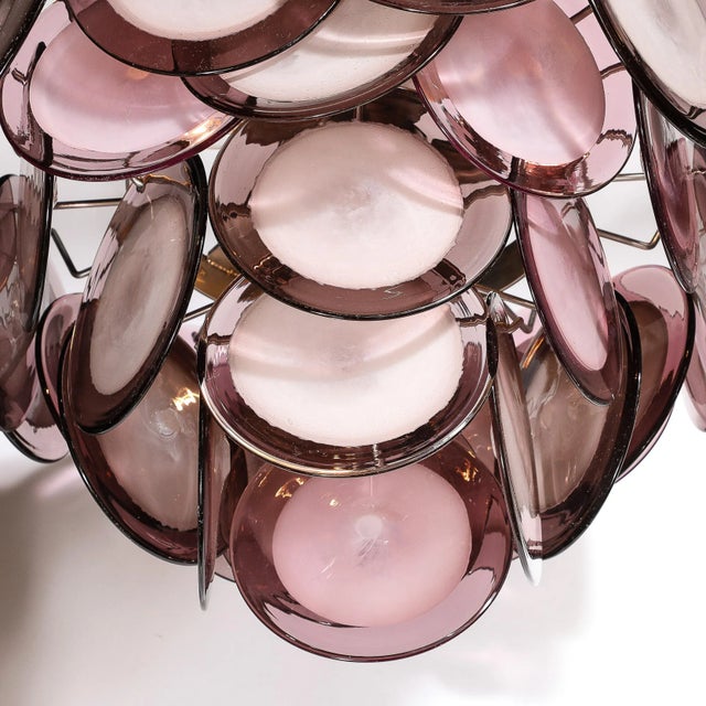 Modernist Four Tier Amethyst Handblown Murano Disc Chandelier For Sale In New York - Image 6 of 12