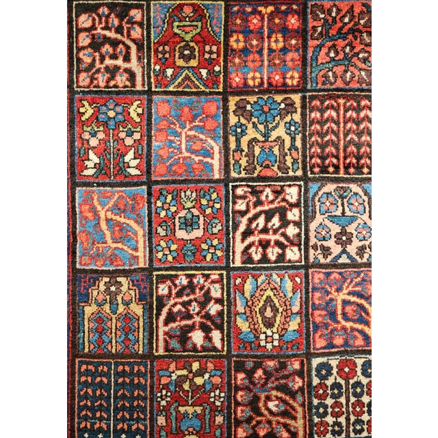 Textile Vintage Persian Bakhtiari Rug, Allover Garden Panel Pattern, Pale Yellow & Red, 5’ X 7’ For Sale - Image 7 of 12