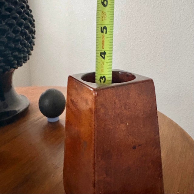 1960s Vintage (1960’s) Custom Hand-Carved Mahogany Paint Brush Holder, 6.25” High, See 2nd Photo For Sale - Image 5 of 10