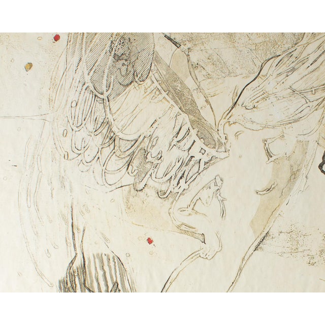 Signed “Winged Figure” Abstract Color Etching and Aquatint by Walter Sorge For Sale - Image 4 of 8