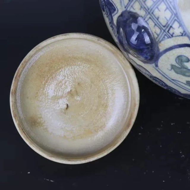 Chinese Vintage Ceramic Pot,Ming Dynasty Jiajing Marked Blue and White Doucai Porcelain Lid Jar Hand Painted Eight Immortals Pattern For Sale - Image 4 of 11