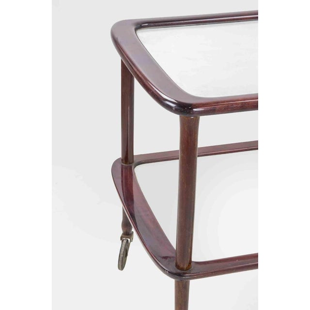 Vintage Serving Trolley in Wood and Brass by Cesare Lacca, Italy, 1950s For Sale - Image 6 of 9