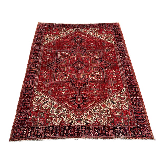 Vintage Caucasian Tribal Rug 10'2" X 12'9" – Oversized Heriz Design Wool Living Room Carpet For Sale