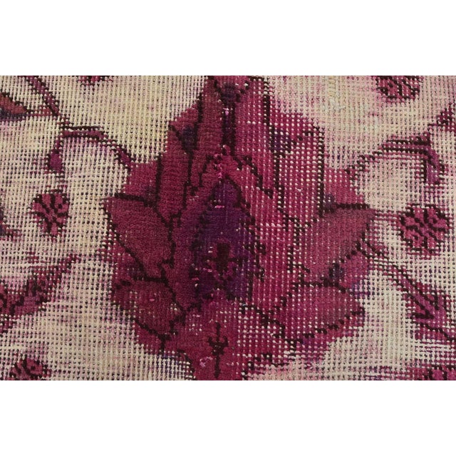 Tabriz Rug 10′ X 12’8” Pink Wool Vintage Overdyed Hand-Knotted Oriental Carpet For Sale - Image 11 of 15