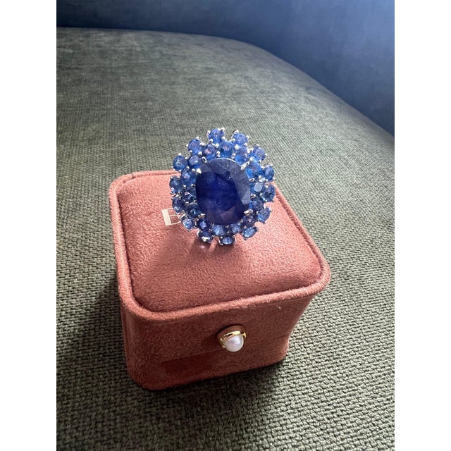 Bochic "Orient" Natural Blue MUlti Sapphire Set In 18K White Gold & Silver For Sale - Image 10 of 18
