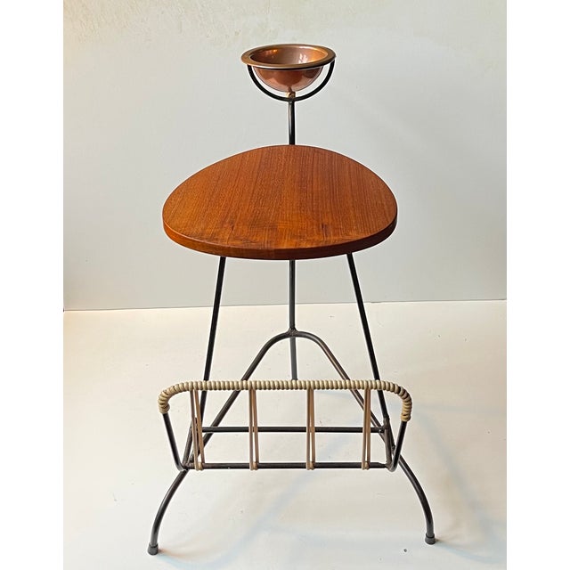 Danish Smokers Side Table and Magazine Rack in Teak and String Iron, 1950s For Sale - Image 10 of 10